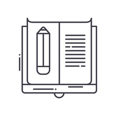 Homework study icon, linear isolated illustration, thin line vector, web design sign, outline concept symbol with editable stroke on white background.