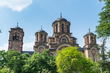 Obraz premium Building of St. Mark's Church or Church of St. Mark, a Serbian Orthodox church,in Belgrade, Serbia