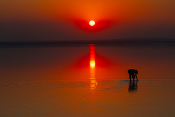 Turkey's second largest lake, sunset in salt lake