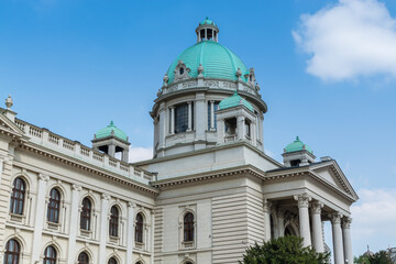 Fototapeta na wymiar Parliament of Serbia in Belgrade, or National Assembly of Serbia