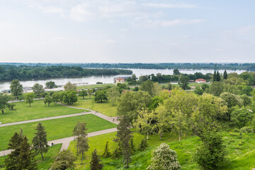 Fototapeta na wymiar View of Danube River and Sava River, view from Kalemegdan Castle, Belgrade, Serbia