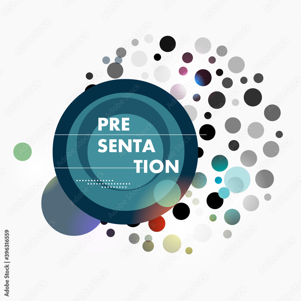 Poster Pattern with colorful smooth lines and circles on white background for decorative design. Dynamic movement. Light background. Vector abstract graphic design