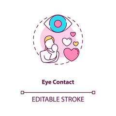 Eye contact concept icon. Breastfeeding pros. Looking into your newborn for mental connection. Child talking idea thin line illustration. Vector isolated outline RGB color drawing. Editable stroke