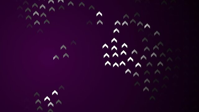 Purple background with chaotic arrows in motion in 4k abstract video.