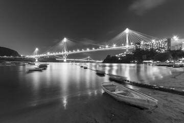 Ting Kau Bridge and Tsing Ma Bridge in Hong Kong at night