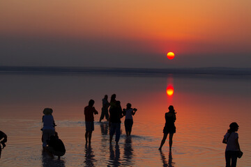 Turkey's second largest lake, sunset in salt lake