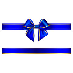 blue bow and ribbon with gold edging