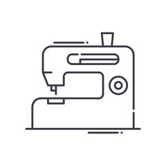 Home sewing machine icon, linear isolated illustration, thin line vector, web design sign, outline concept symbol with editable stroke on white background.