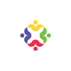 group people holding hands logo team icon