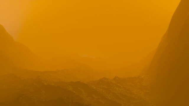 Post-apocalyptic landscape with sandstorm. 3D render animation
