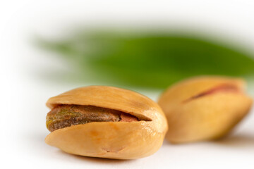 delicious pistachio on white background