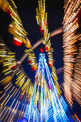 Christmas street lighting with the effect of zooming in on the camera while shooting. New Years...