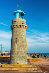 Fototapeta na wymiar Long time exposure of Teignmouth Lighthouse in Devon in England, UK, Europe