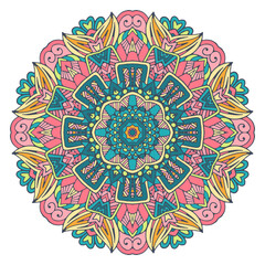 Mandala floral design colorful vector ornament seamless pattern