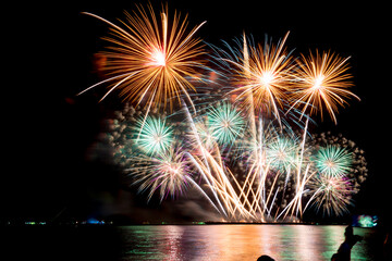 Fireworks light up the sky during the New Year festivities.