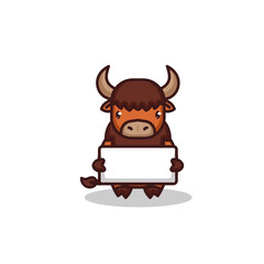 Cute baby bison mascot design