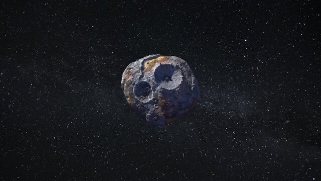 16 Psyche the large metallic asteroid ideal for space mining. This image elements furnished by NASA. 4K resolution