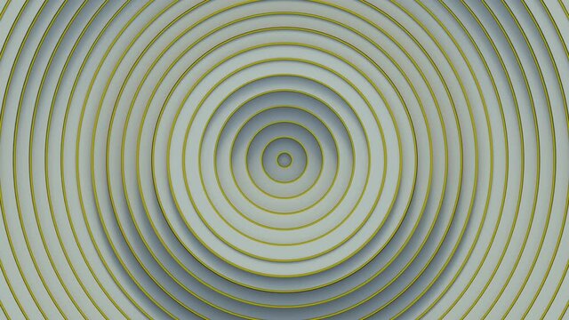 White circles with gold lines. Abstract geometric background. 3D render seamless loop animation