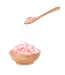 Fototapeta na wymiar Himalayan salt in bowl on white background