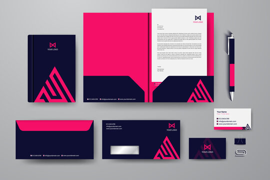corporate identity template with digital elements.