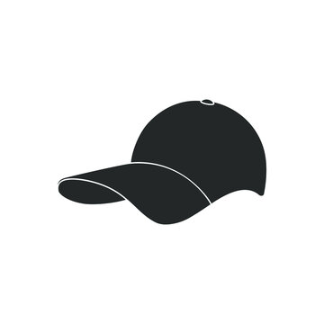 Baseball cap icon. Graphic sign baseball cap. Black symbol baseball cap isolated on white background. Vector illustration
