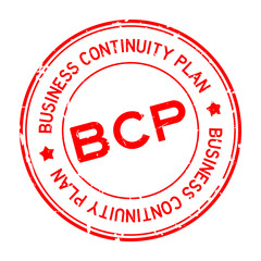Grunge red BCP (abbreviation business continuity plan) word round rubber seal stamp on white background
