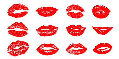 Naklejka premium Print of lips kiss vector background