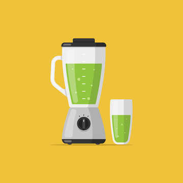 Blender With Smoothie Drink Vector Flat Illustration