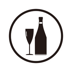 Bottle and glass wine icon illustration design