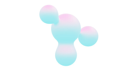 Render with blue and pink floating balls on a white background