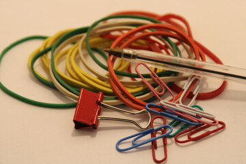 metal paper clips close view office stationery