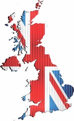 Shiny Grunge map of the United Kingdom - Illustration, 
Three Dimensional Map of United Kingdom