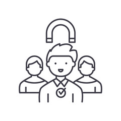 Hiring icon, linear isolated illustration, thin line vector, web design sign, outline concept symbol with editable stroke on white background.