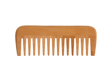 wooden comb isolated on white background with clipping path and copy space for your text - obrazy, fototapety, plakaty