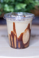 Cold Latte With Chocolate Drizzle