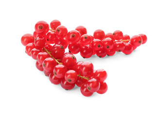 Delicious ripe red currants isolated on white