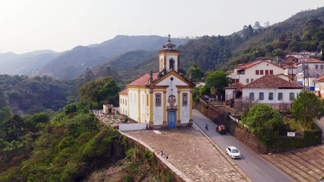 Aerial images of the historic city of Ouro Preto, Minas Gerais.