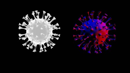 3d render of  virus and spike are around in the air on black