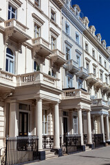 Regency Georgian terraced town house homes and apartments in Kensington London England UK  which area popular travel destination tourist attraction landmark of the city, stock photo image