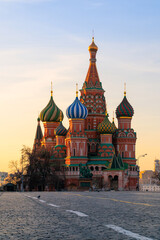 Fototapeta na wymiar Saint Basil Cathedral at Red Square during sunrise in Moscow at Russia