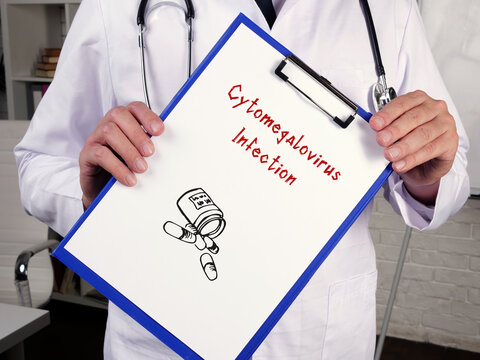 Health care concept meaning Cytomegalovirus Infection with phrase on the piece of paper.
