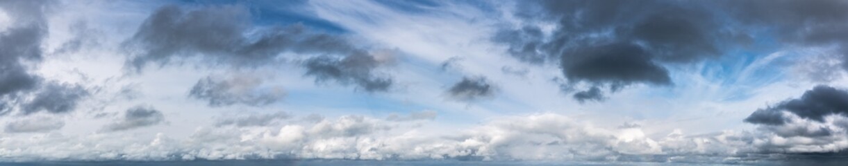 Wide panorama of blue cloudy sky
