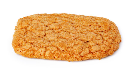 One oat cookie isolated on white background