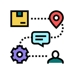 stages from manufacturing to delivery customer order color icon vector. stages from manufacturing to delivery customer order sign. isolated symbol illustration