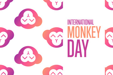 World International Monkey Day. December 14. Holiday concept. Template for background, banner, card, poster with text inscription. Vector EPS10 illustration.
