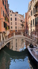 Fototapeta na wymiar Venice bridge. Small Urban, exterior.