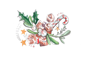 christmas card with christmas decoration