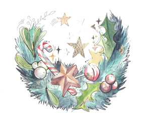 christmas card with candies 