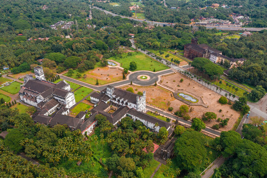 Aerial view of the S&eacute; Catedral de Santa Catarina, old Goa, India.