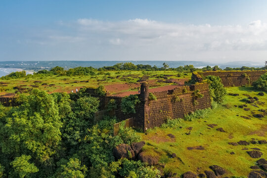 Aerial view of Chapora Fort, Goa, India.